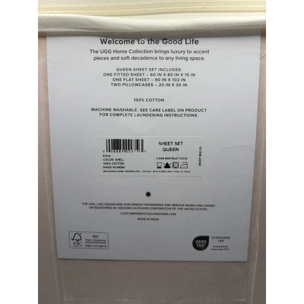 UGG Queen Sheet Set Color Shell